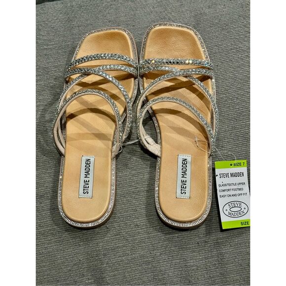 Steve Madden NEW size 7 rhinestone strappy sandals - Picture 5 of 11